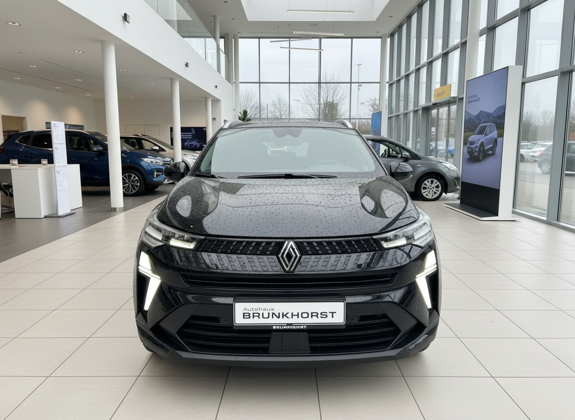 Schwarzer Renault Scenic im Autohaus Brunkhorst Frontansicht
