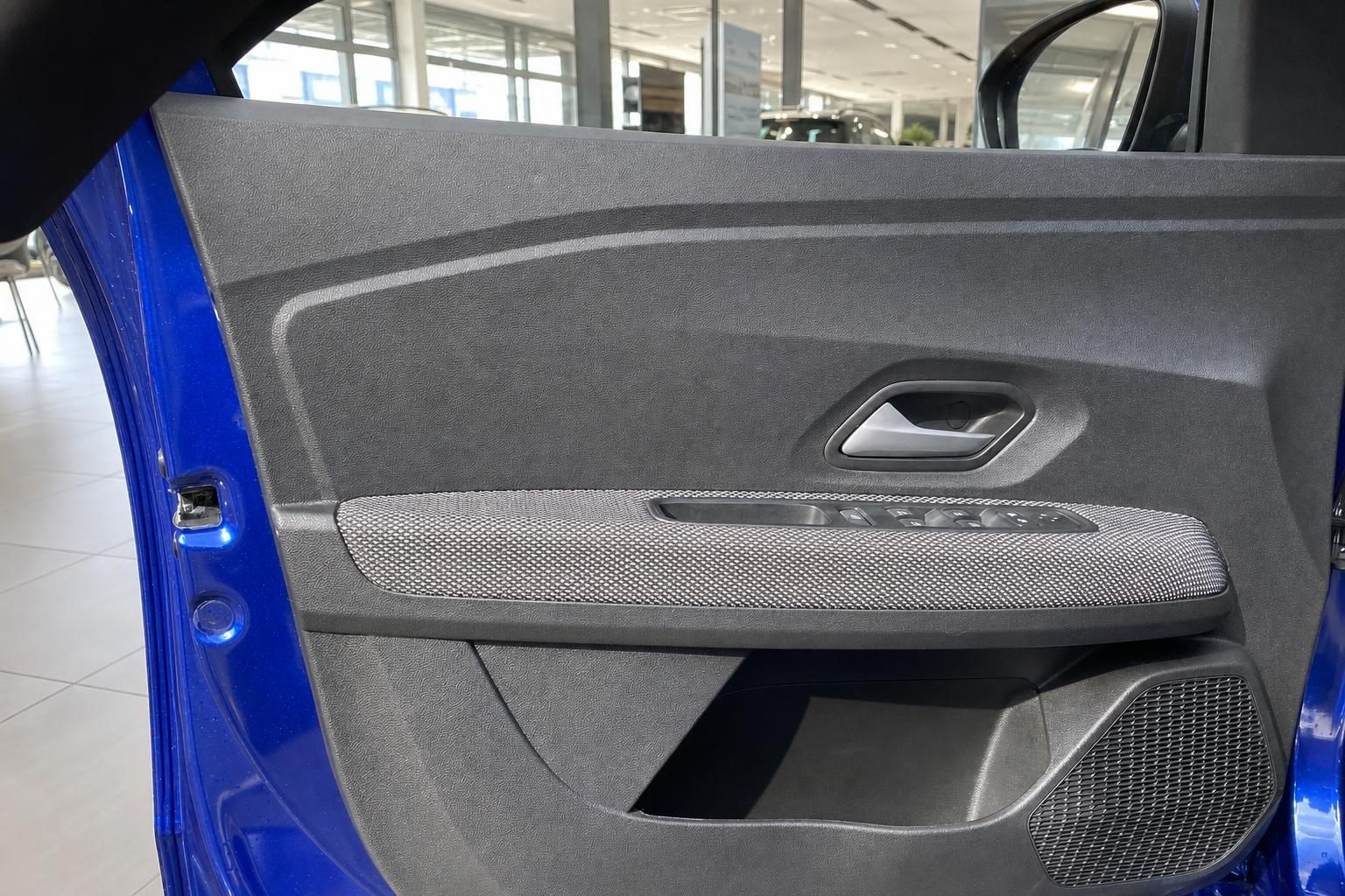Dacia Türverkleidung in Blau mit Fensterheber-Bedienelementen