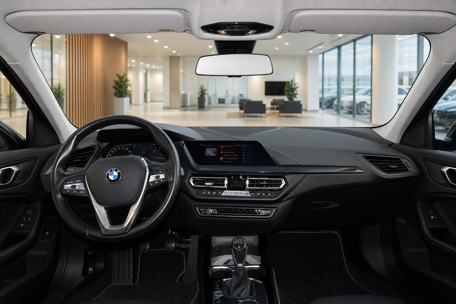 BMW 1er Cockpit mit Lenkrad und Armaturenbrett im Autohaus