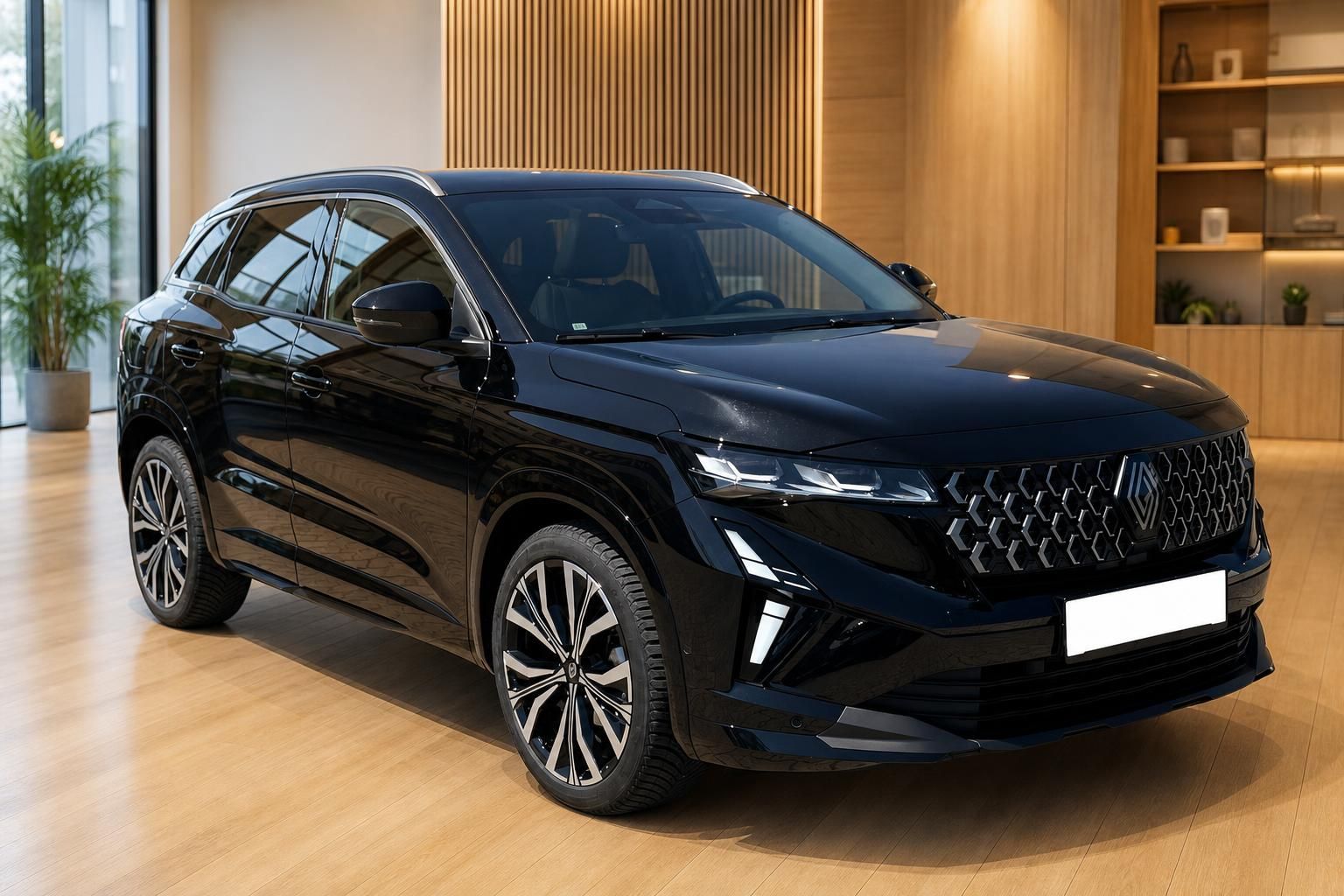 Renault Austral schwarz Frontansicht im Autohaus Showroom
