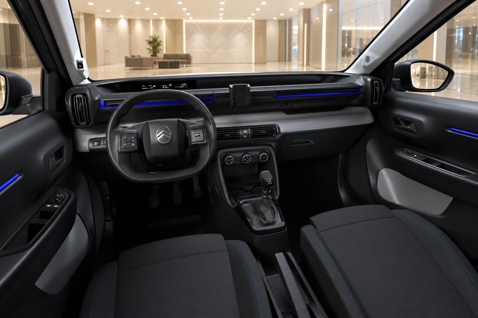 Citroën C3 Innenraum mit Cockpit, Lenkrad und Sitzen im Detail