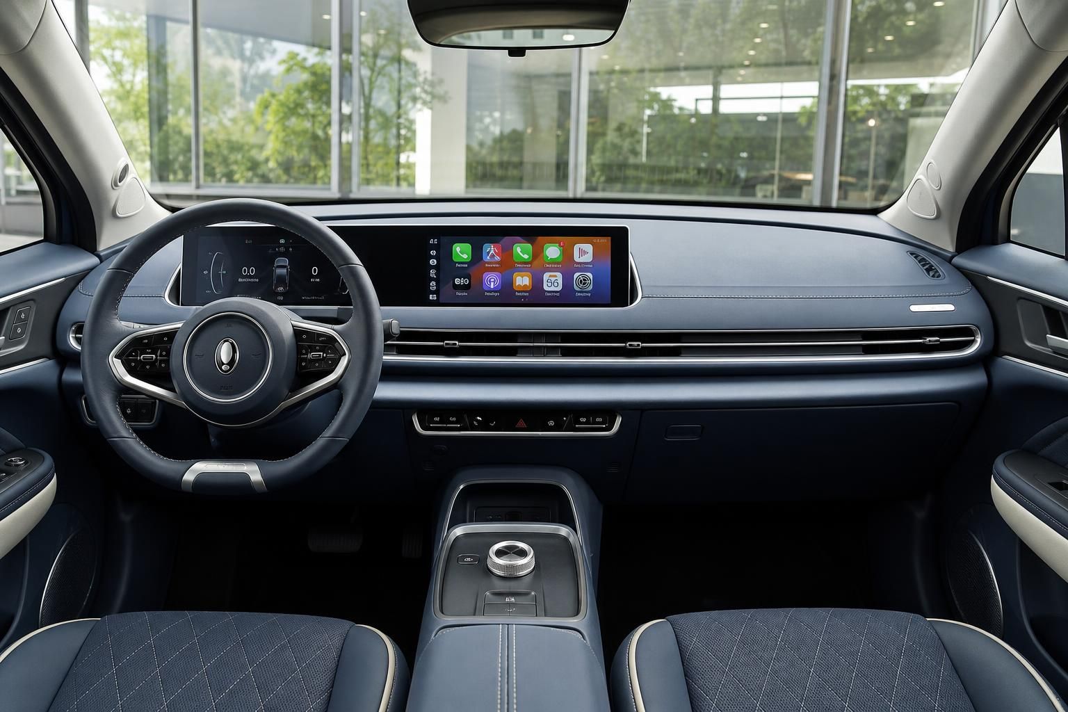 Modernes Fahrzeug Cockpit mit digitalem Display und Infotainment-System