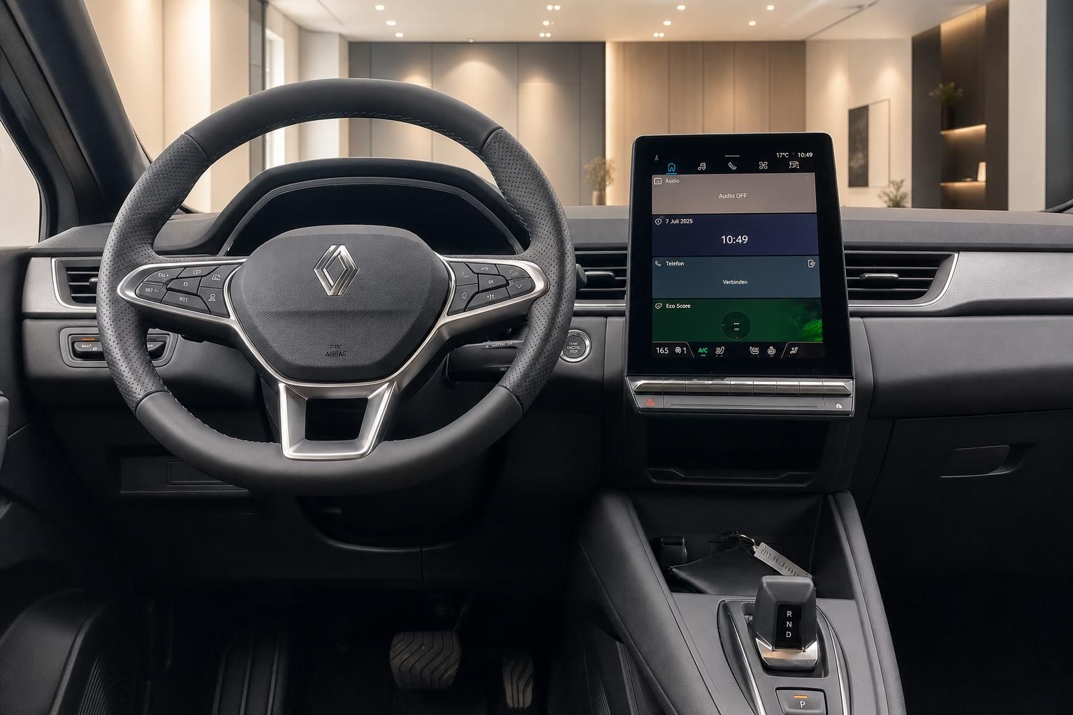 Renault Captur Cockpit, Lenkrad und Touchscreen Infotainment im Detail