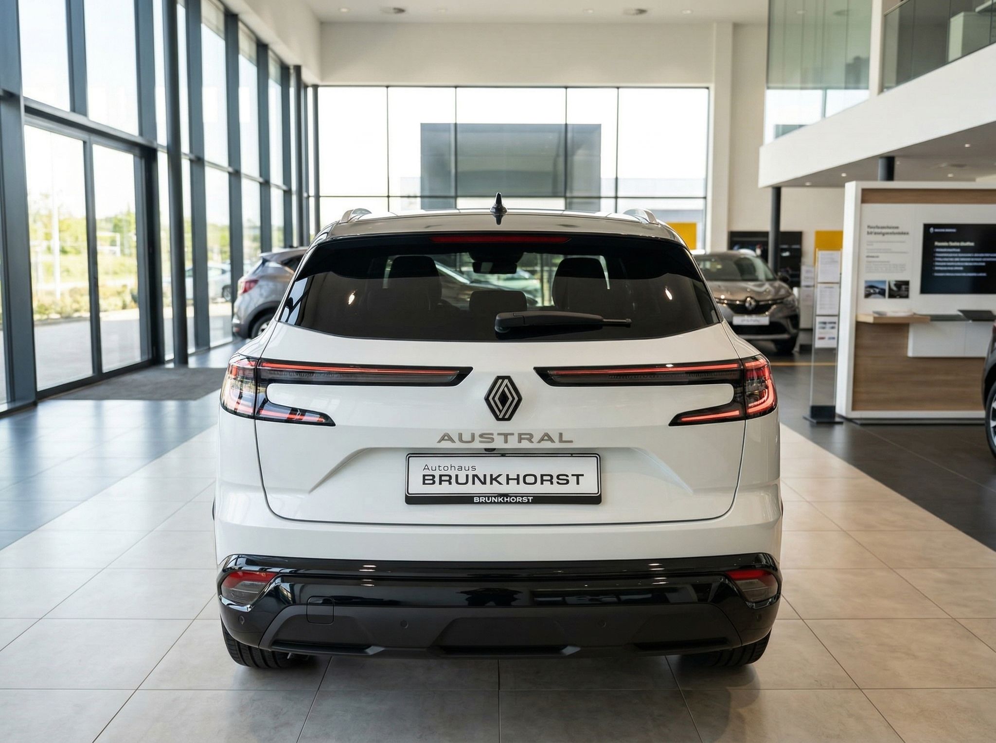 Renault Austral SUV weiß Heckansicht - LED-Rückleuchten und Kennzeichen Autohaus Brunkhorst