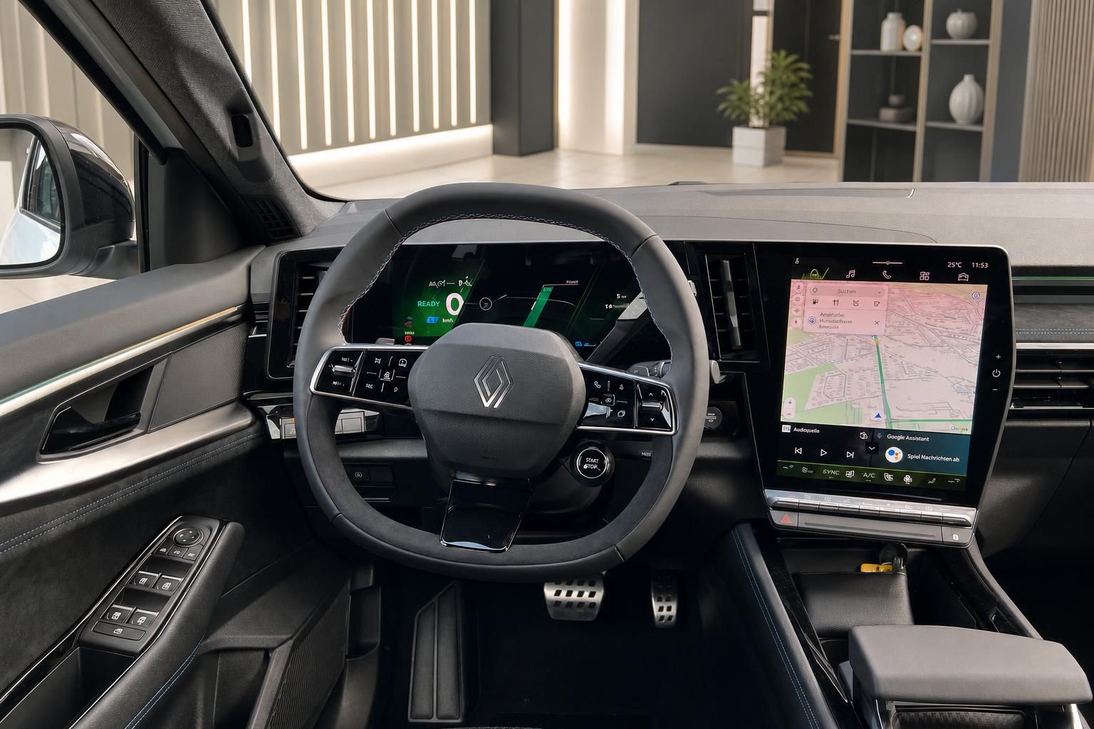 Cockpit mit Renault Lenkrad und digitalem Navigationsdisplay