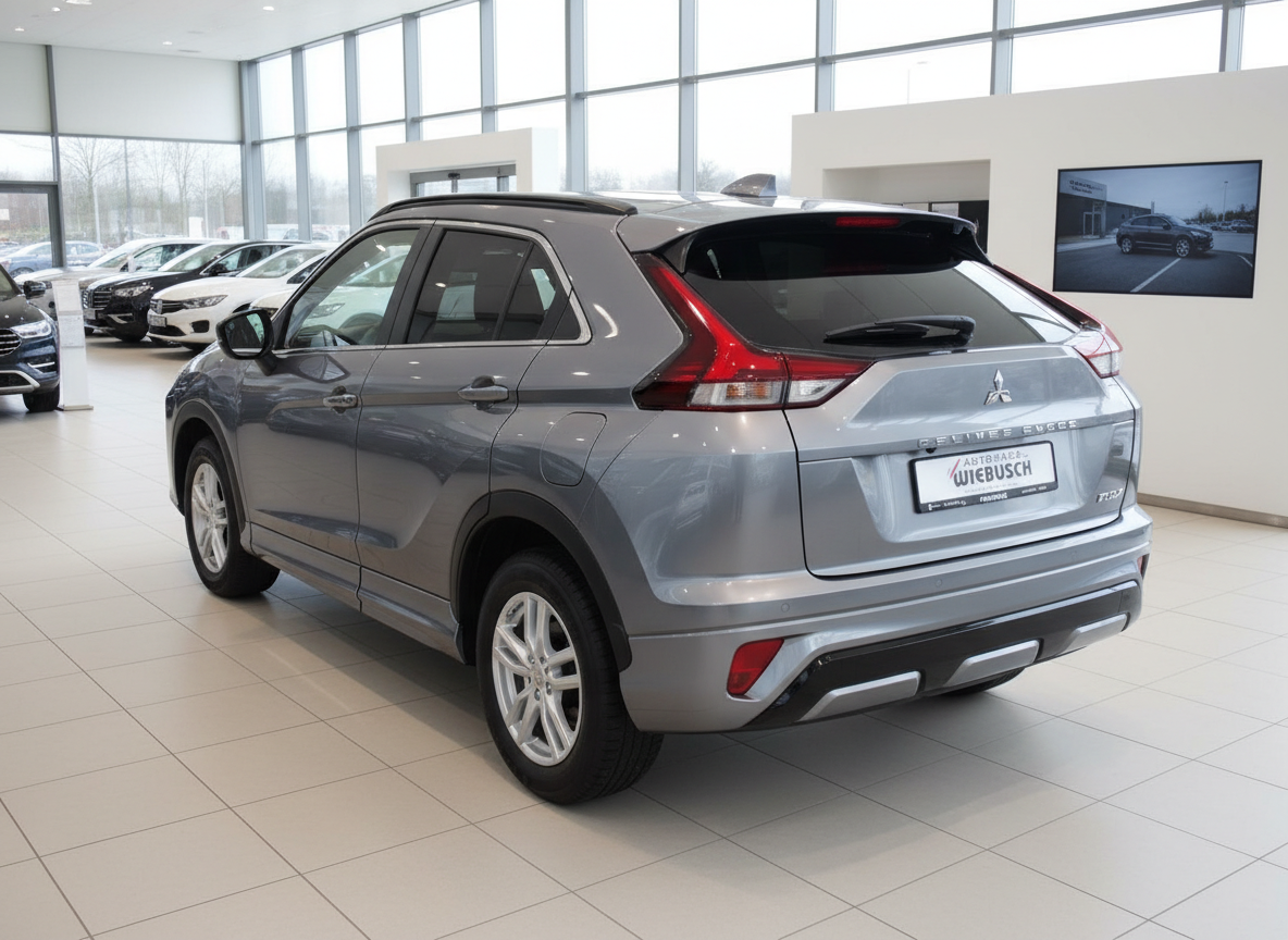 Mitsubishi Eclipse Cross in Silbergrau – Heckansicht im Autohaus Wiebusch