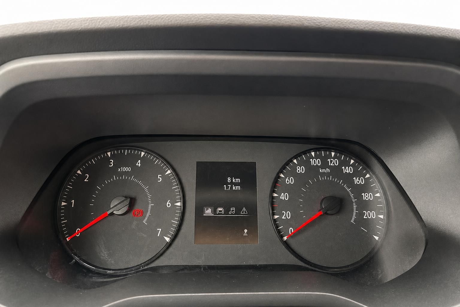 Armaturenbrett mit Tachometer und Drehzahlmesser - 8 km Laufleistung angezeigt