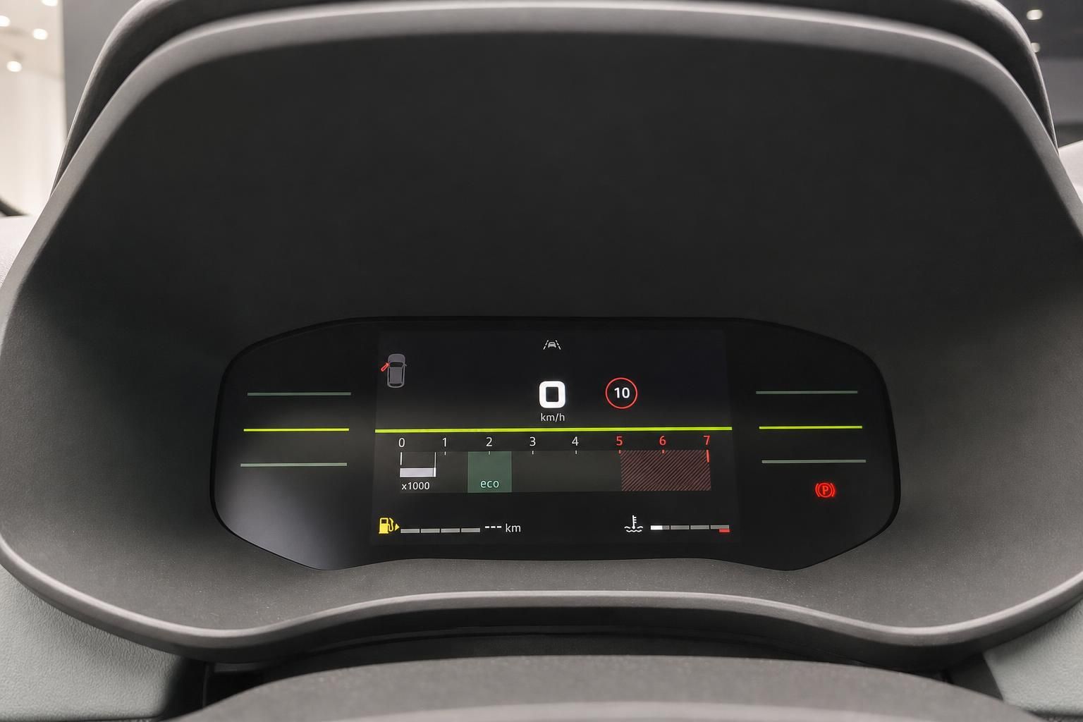 Digitales Kombiinstrument mit Tachoanzeige im Fahrzeug