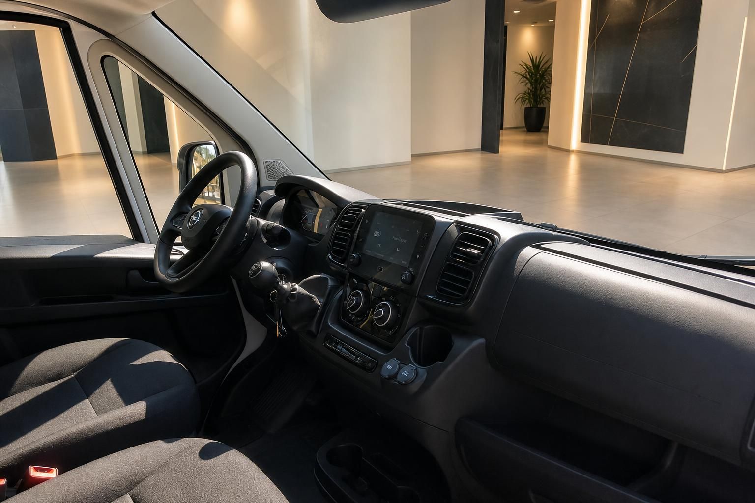 Opel Movano Cockpit mit Lenkrad und Touchscreen Display
