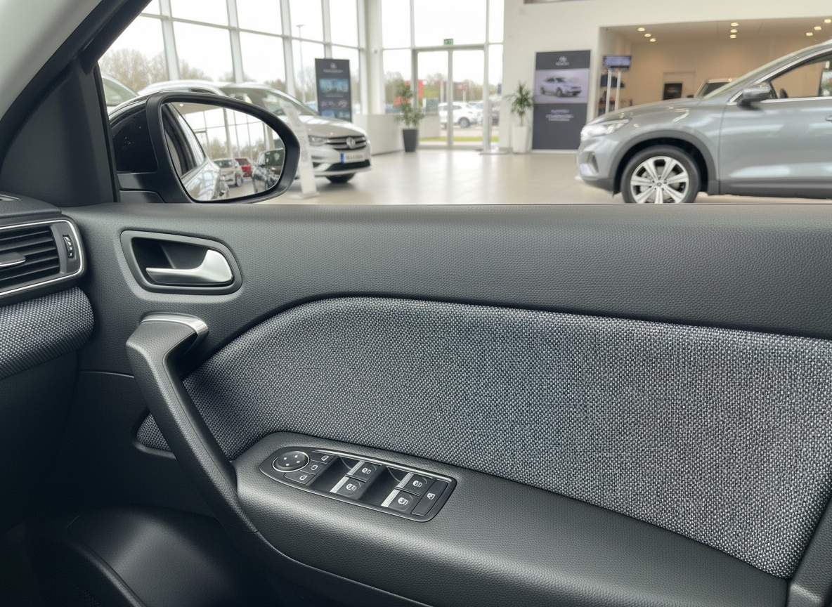 Volkswagen Innenraum Fahrertür mit Fensterheber und Spiegelverstellung im VW Autohaus