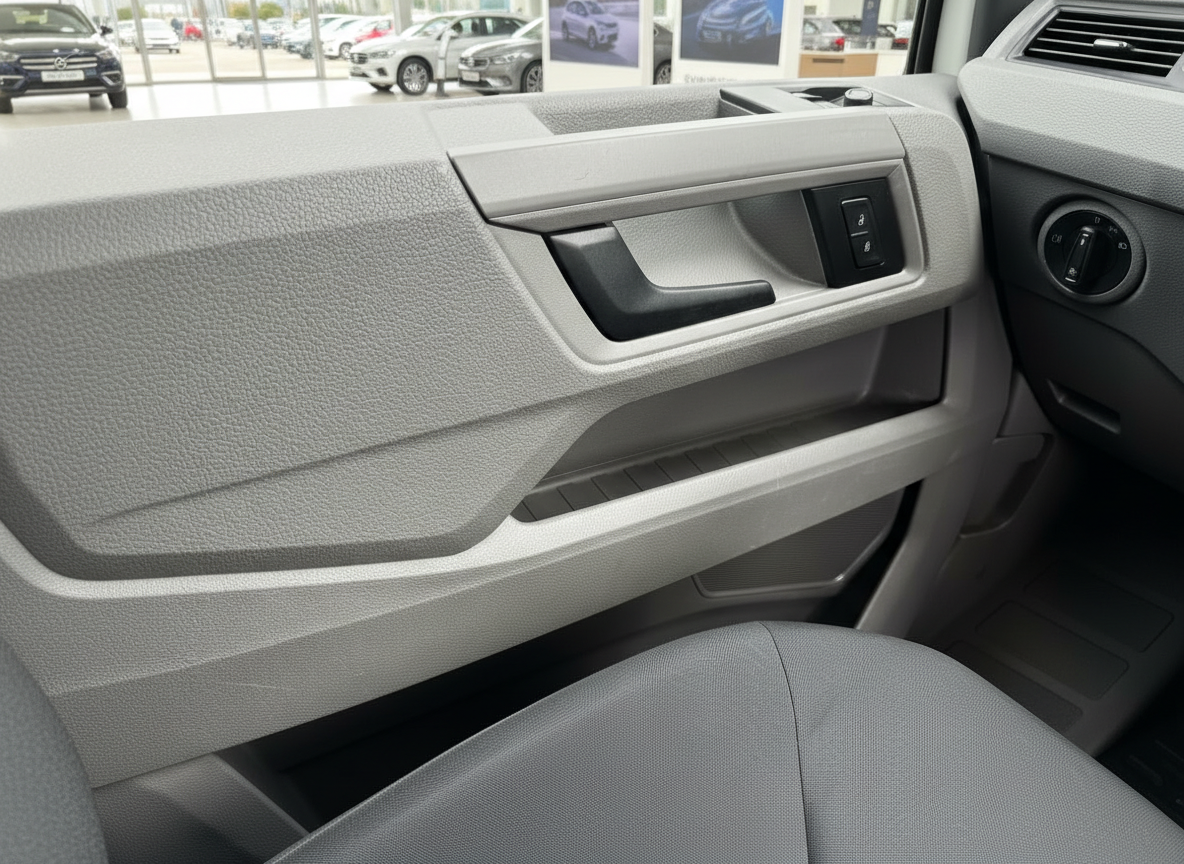 VW Transporter Innenraum Fahrertür mit Fensterheber und Türgriff in grau