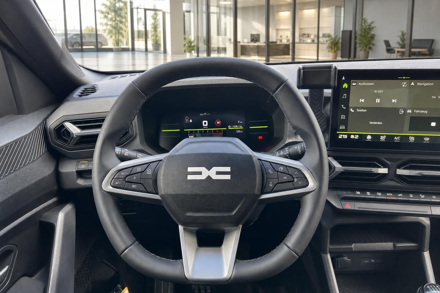Fahrzeug Cockpit mit digitalem Armaturenbrett und Infotainment-System