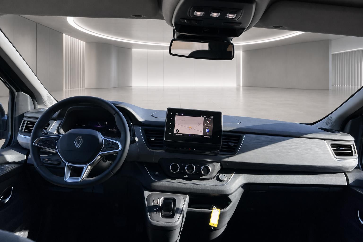 Renault Van Cockpit - Lenkrad, Tacho und Infotainmentsystem mit Navigationskarte