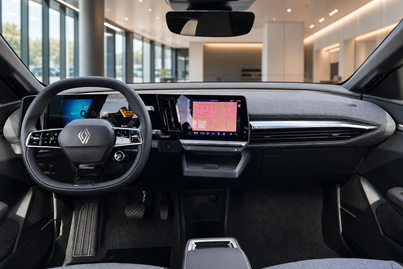 Renault Megane E-Tech Cockpit mit Lenkrad und Navigationsdisplay
