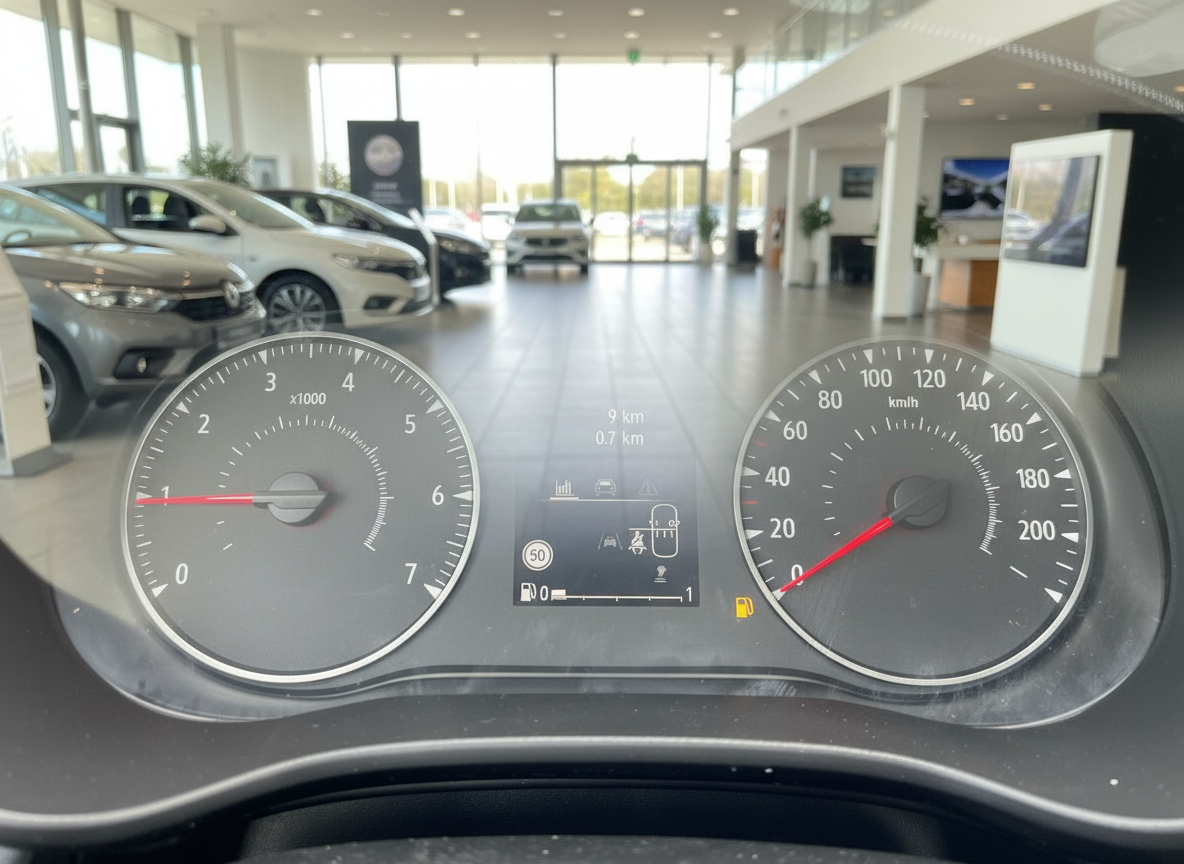 Renault Tacho-Cockpit Innenraum mit Tachometer und Drehzahlmesser im Autohaus