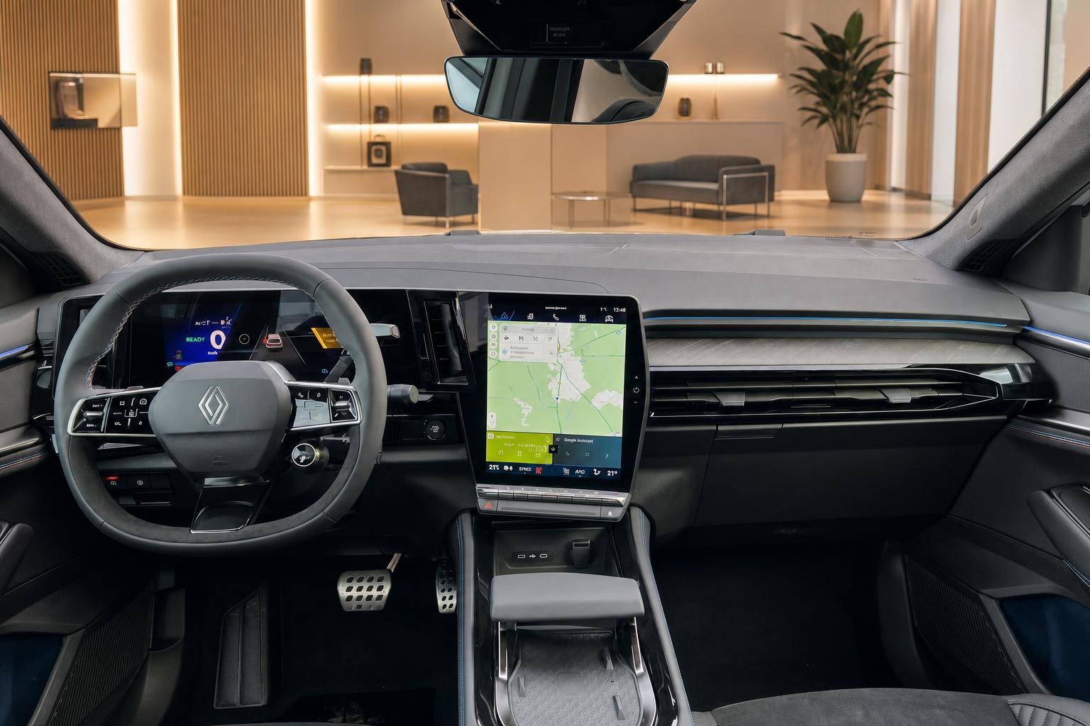 Renault Cockpit mit digitalem Armaturenbrett, Touchscreen-Navi und modernem Lenkrad
