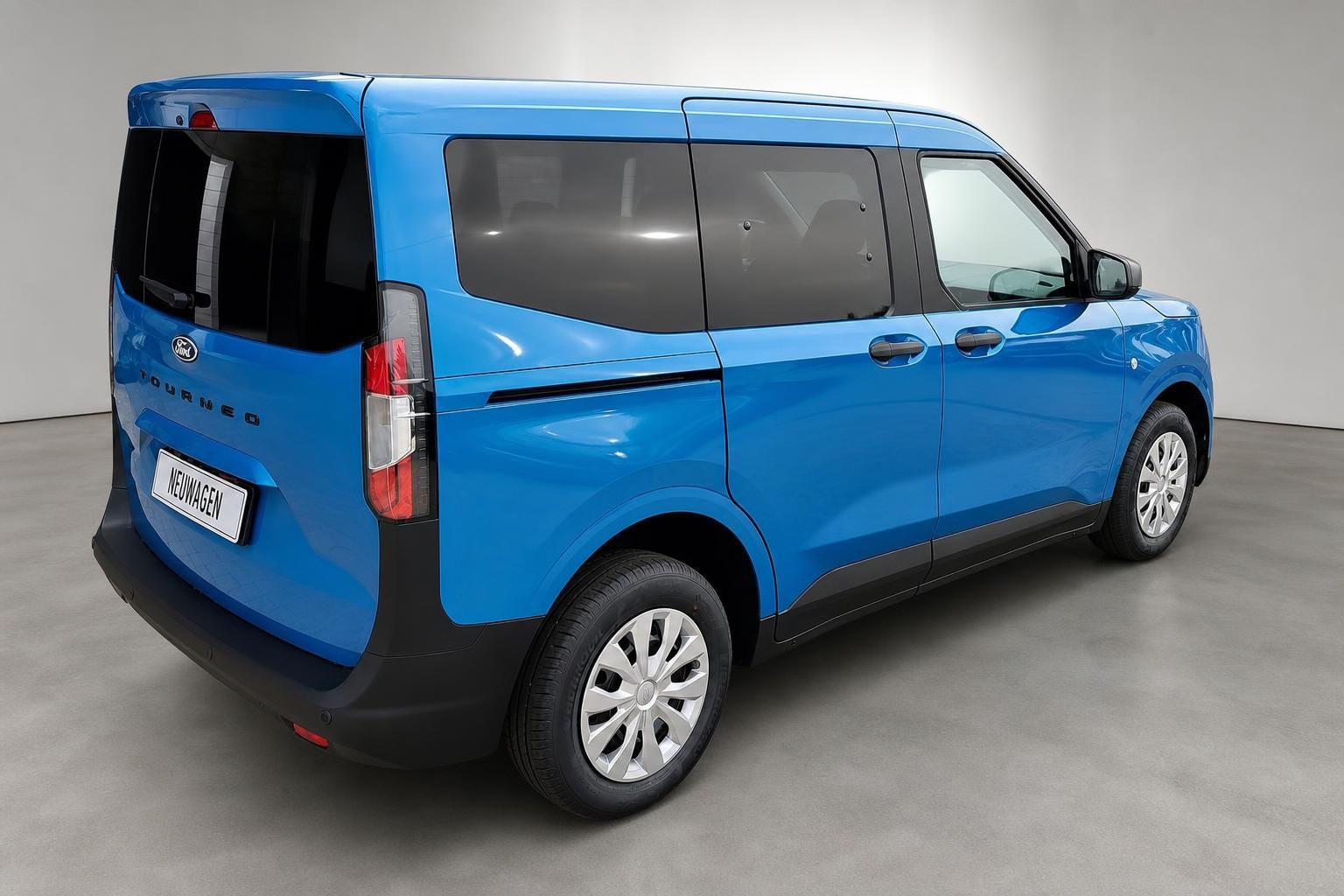 Ford Tourneo blau Heck-Seitenansicht Van Neuwagen
