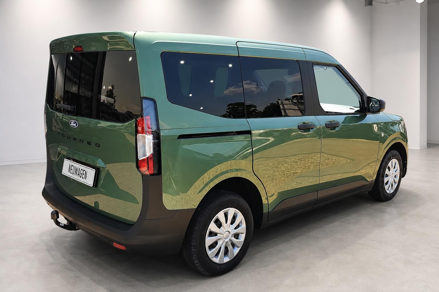 Ford Tourneo Gruen, Seiten- und Heckansicht schraeg