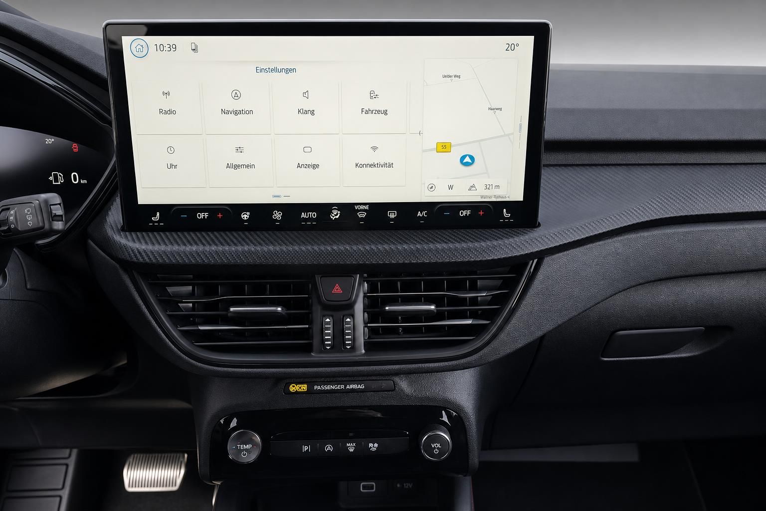 Ford Touchscreen Infotainment mit Navigation und Klimabedienung im Detail