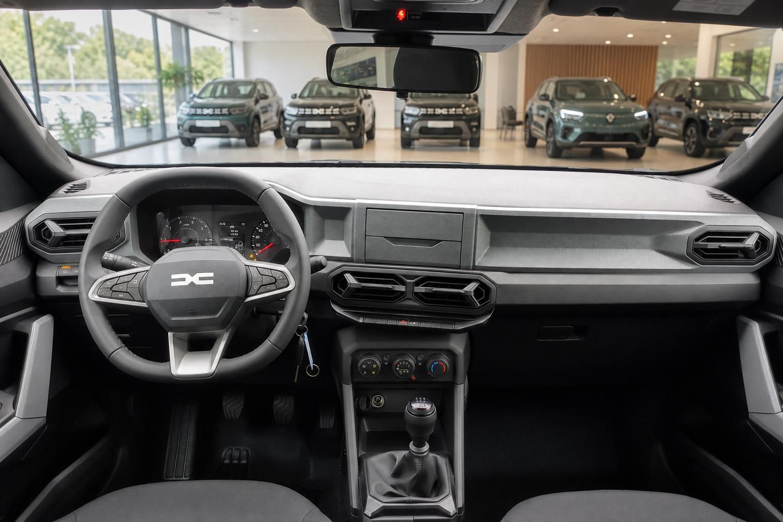 Dacia SUV Armaturenbrett Cockpit Lenkrad Innenraum grau