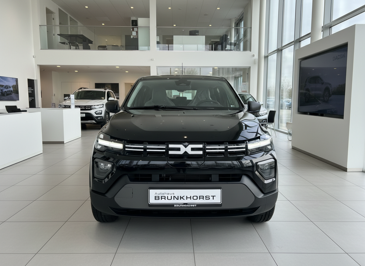 Schwarzer Dacia Duster Neuwagen Frontansicht im Autohaus Brunkhorst Showroom