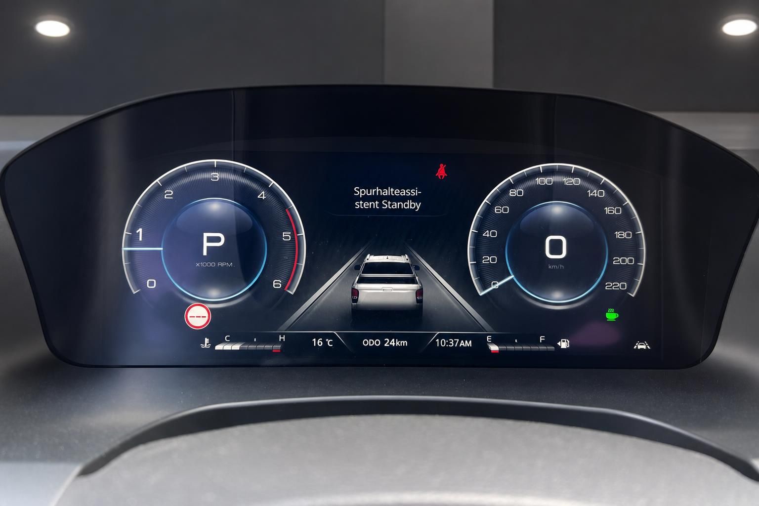 Digitales Kombiinstrument mit Tacho, Drehzahlmesser und Fahrzeugdisplay