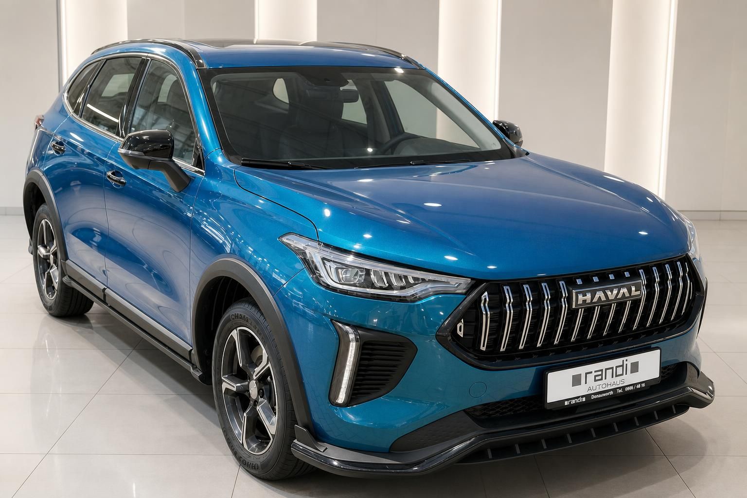 Haval SUV blau Frontansicht mit markantem Kühlergrill
