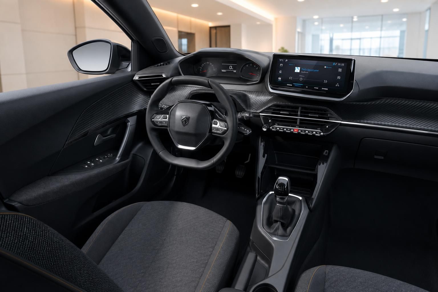 Peugeot 2008 Innenraum mit Cockpit, Lenkrad und digitalem Display
