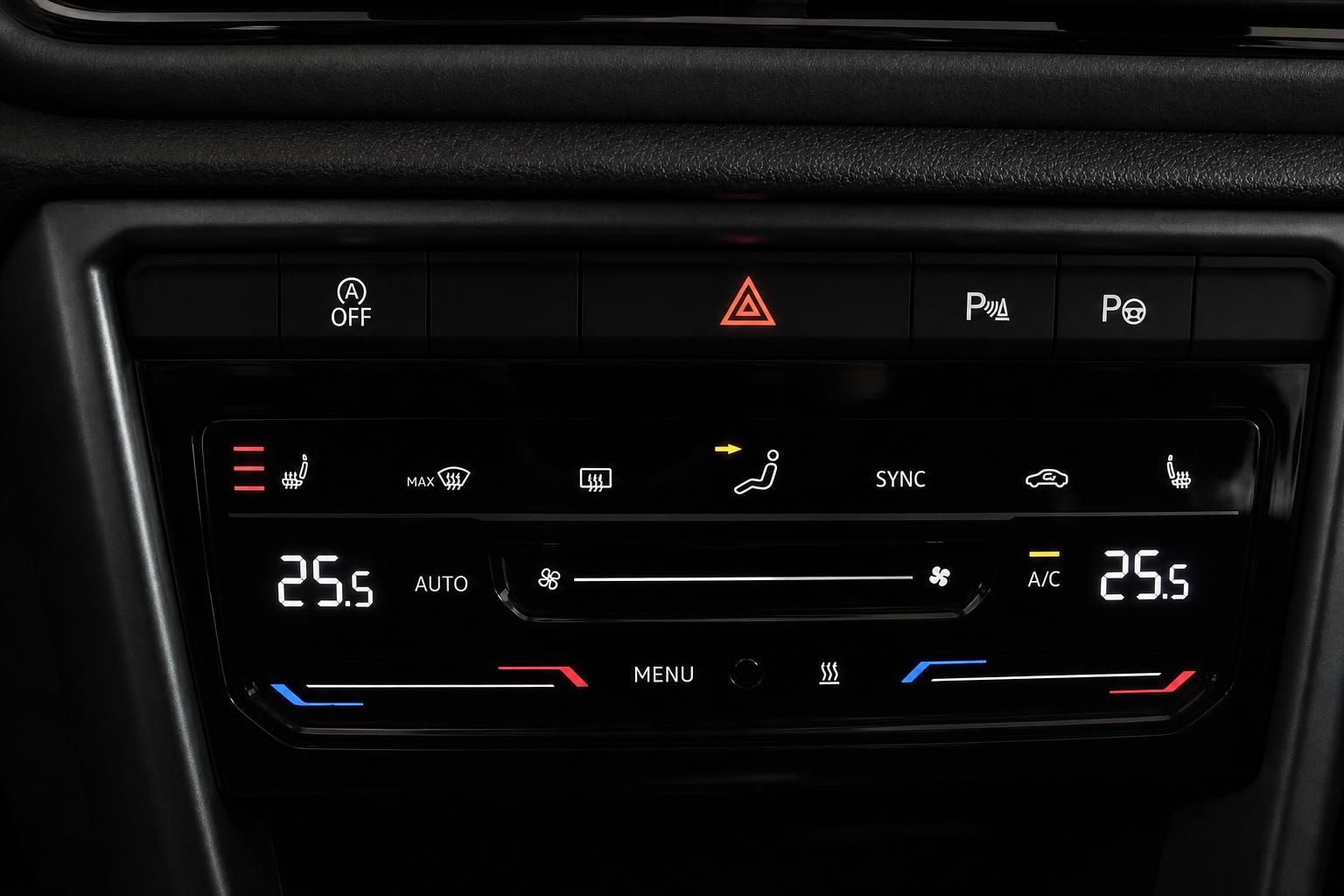 VW Klimabedienelement mit Sitzheizung und Temperaturanzeige