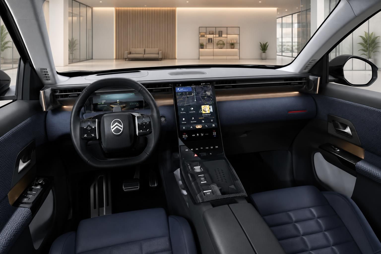 Innenraum Citroen SUV mit Lederausstattung und digitalem Cockpit