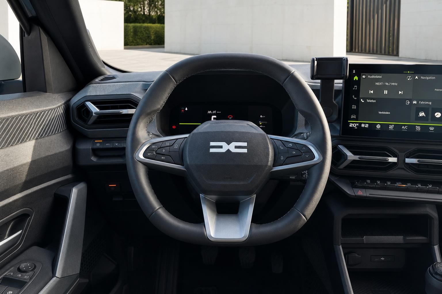 Auto Armaturenbrett mit Lenkrad und Touchscreen Display - Fahrzeug Innenausstattung