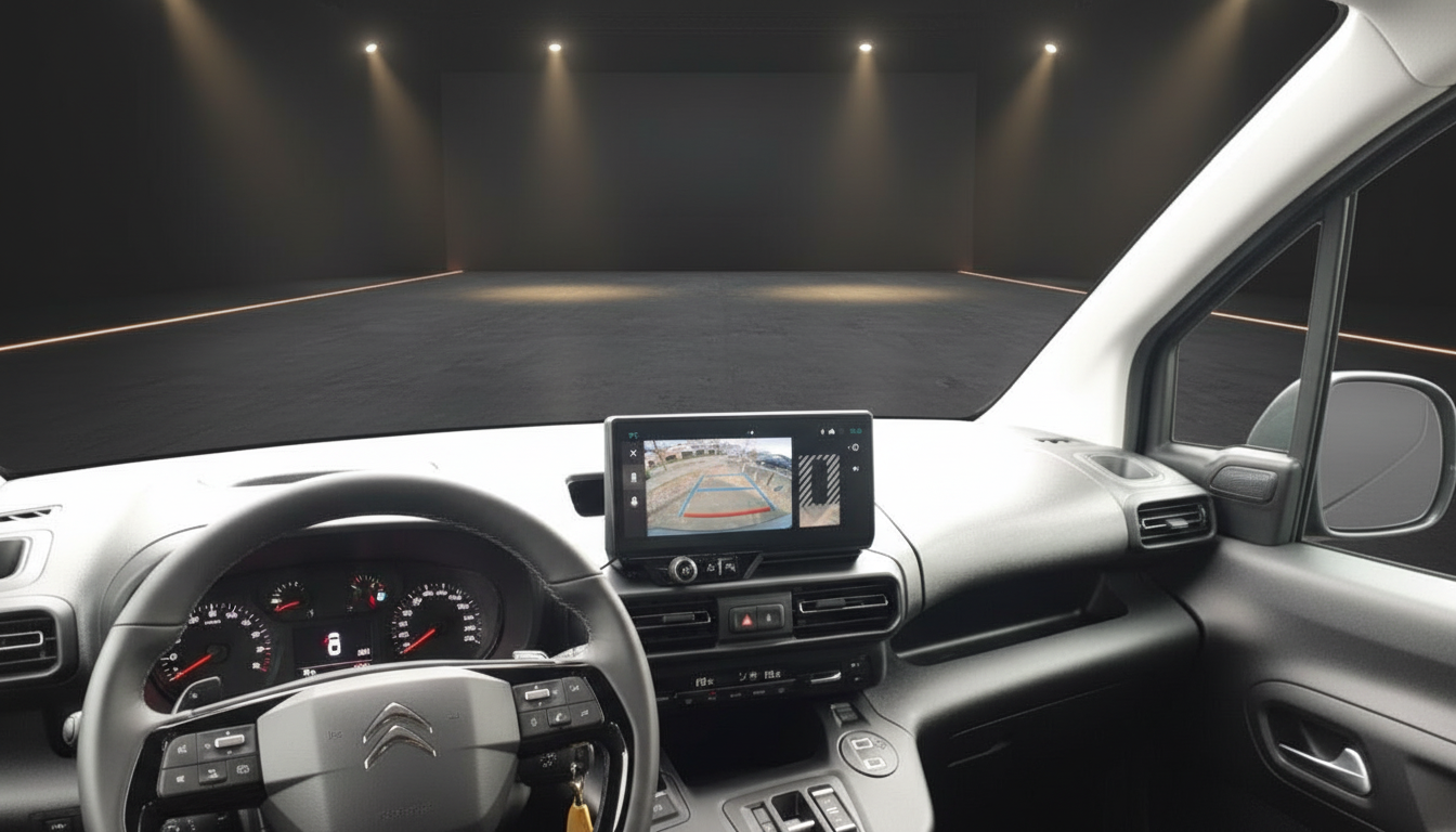 Citroën Berlingo Innenraum mit Touchscreen-Navigation und Rückfahrkamera-Display