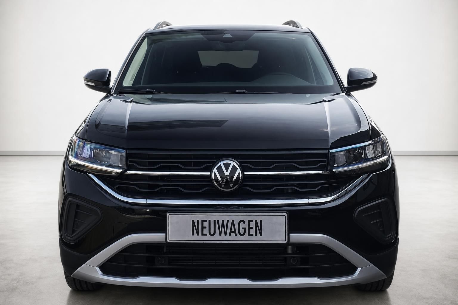 VW T-Cross schwarz Frontansicht Neuwagen im Studio