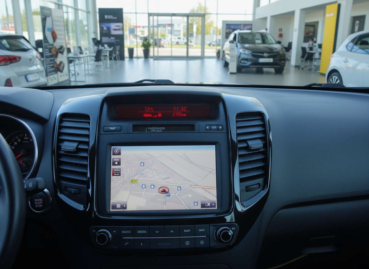 Kia Cee'd Innenraum mit Navigationssystem und Infodisplay im Autohaus
