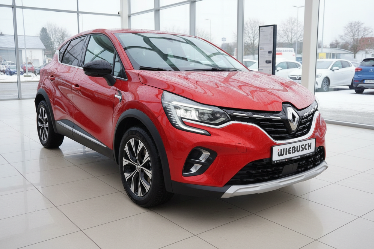 Roter Renault Captur SUV im Autohaus Wiebusch Showroom – Frontansicht
