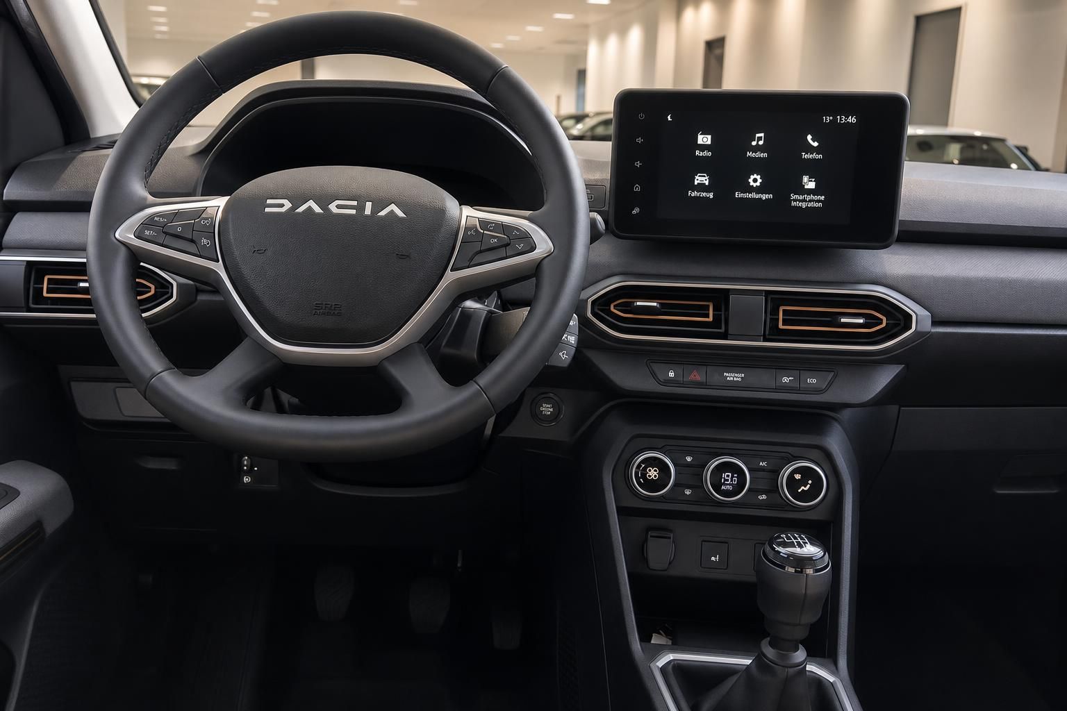 Dacia Jogger Cockpit mit Multimediasystem, Lenkrad und modernem Armaturenbrett-Design