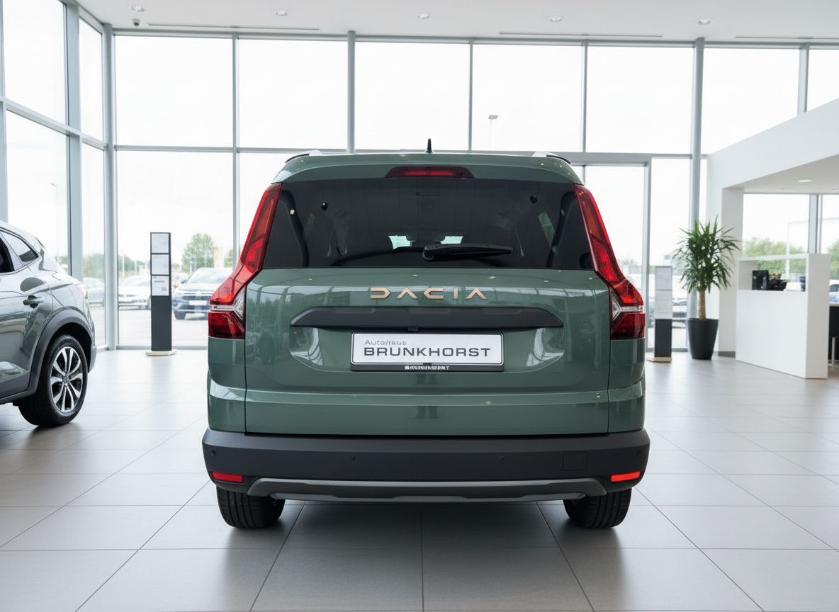 Dacia Jogger in Grün Heckansicht im Autohaus Brunkhorst Showroom