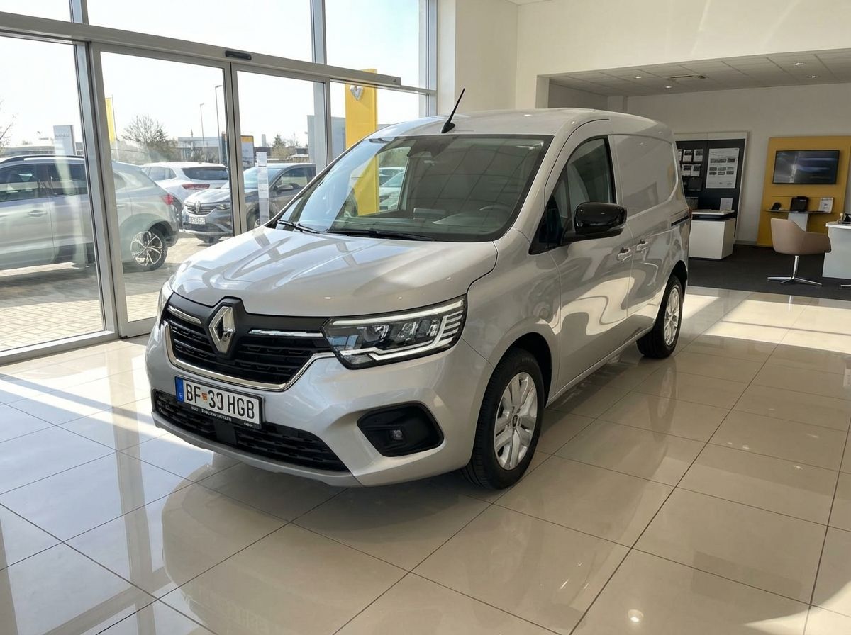 Renault Kangoo Kastenwagen silber im Autohaus Showroom Frontansicht