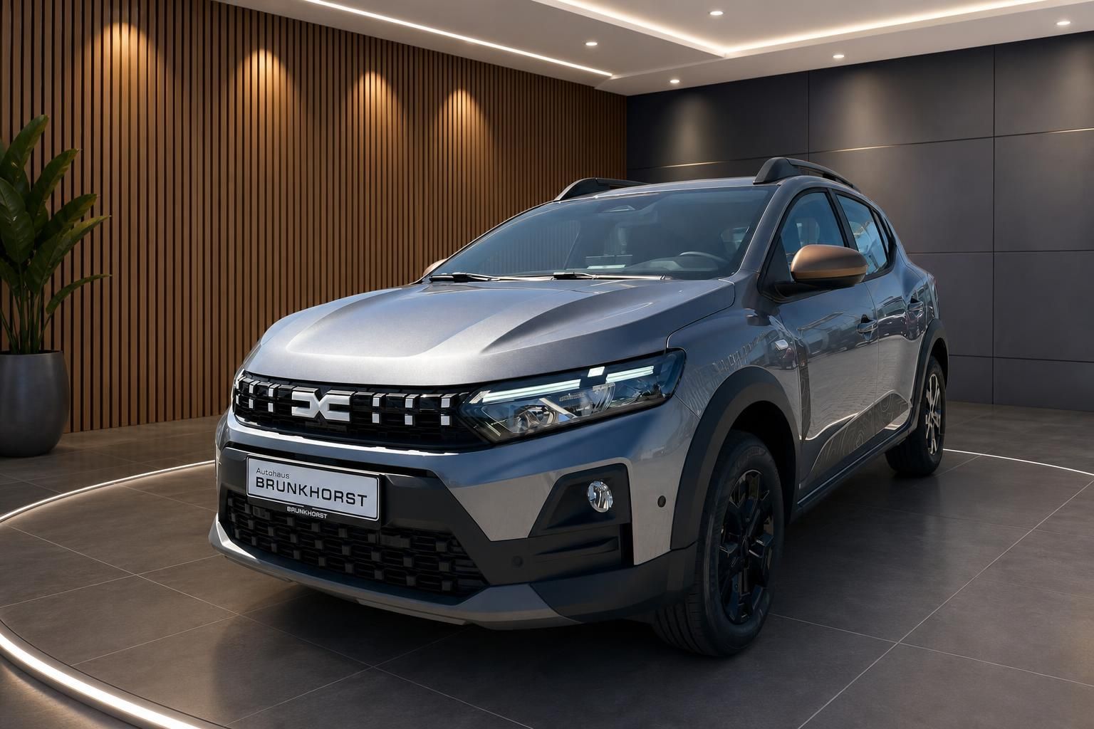 Dacia Sandero Stepway grau metallic Schrägansicht von vorn - Autohaus Brunkhorst