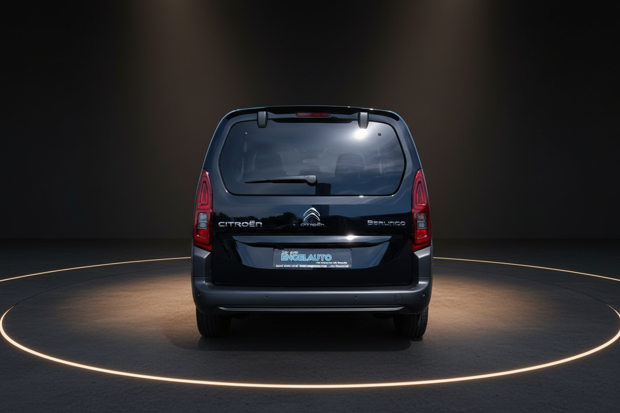 Citroën Berlingo in Dunkelblau – Heckansicht im Fotostudio bei Engelauto