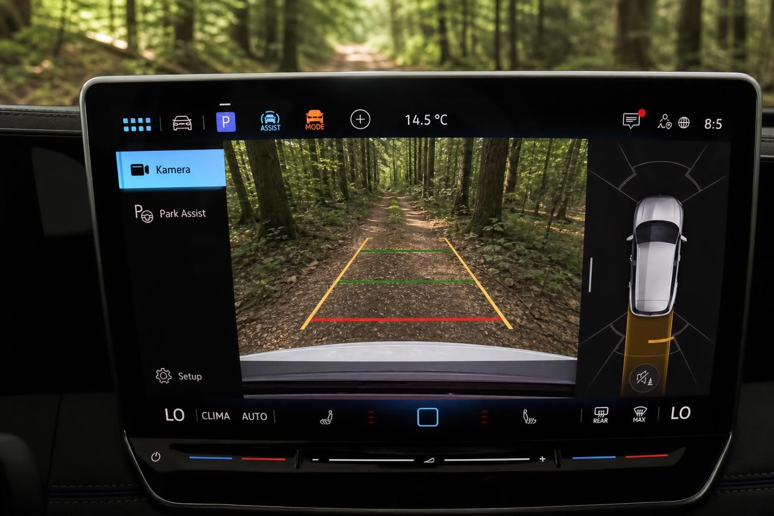 VW Tiguan Rueckfahrkamera Display mit Parkassistent