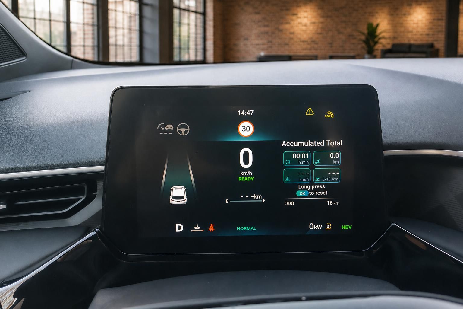 Digitales Kombiinstrument des MG mit Geschwindigkeit und Fahrmodus-Anzeige