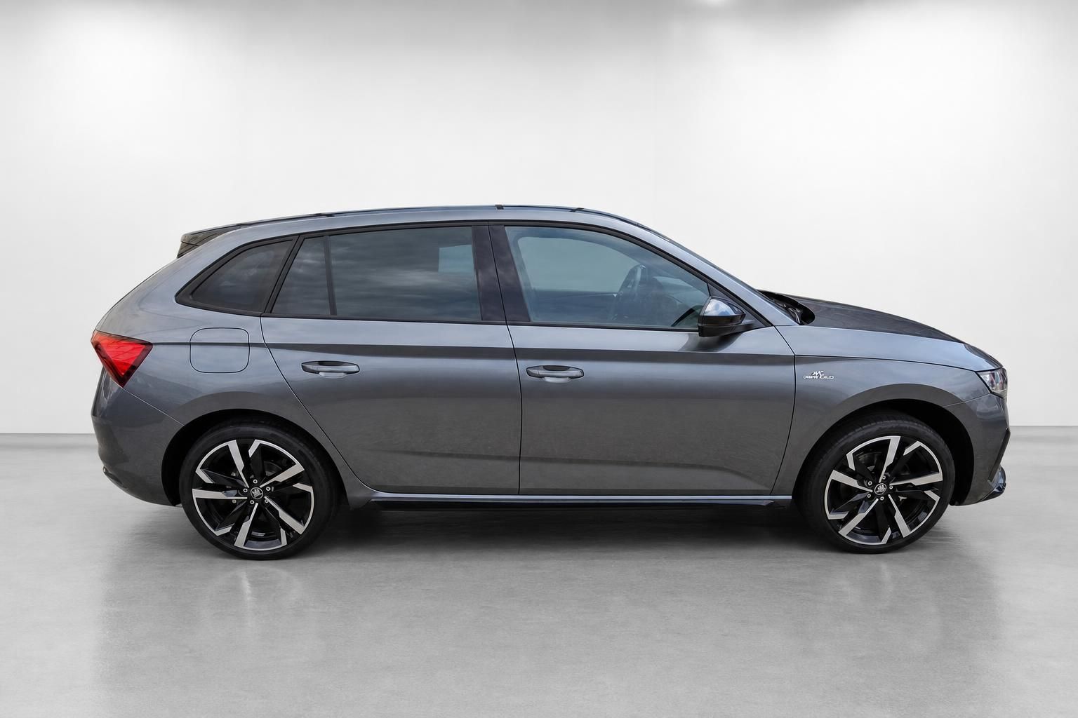 Skoda Scala grau, Seitenansicht im Fotostudio