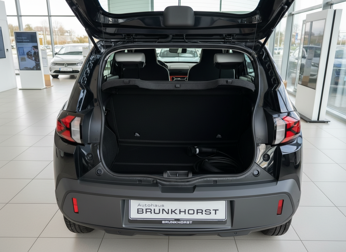 Schwarzer Opel Mokka Kofferraum offen Autohaus Brunkhorst Heckansicht