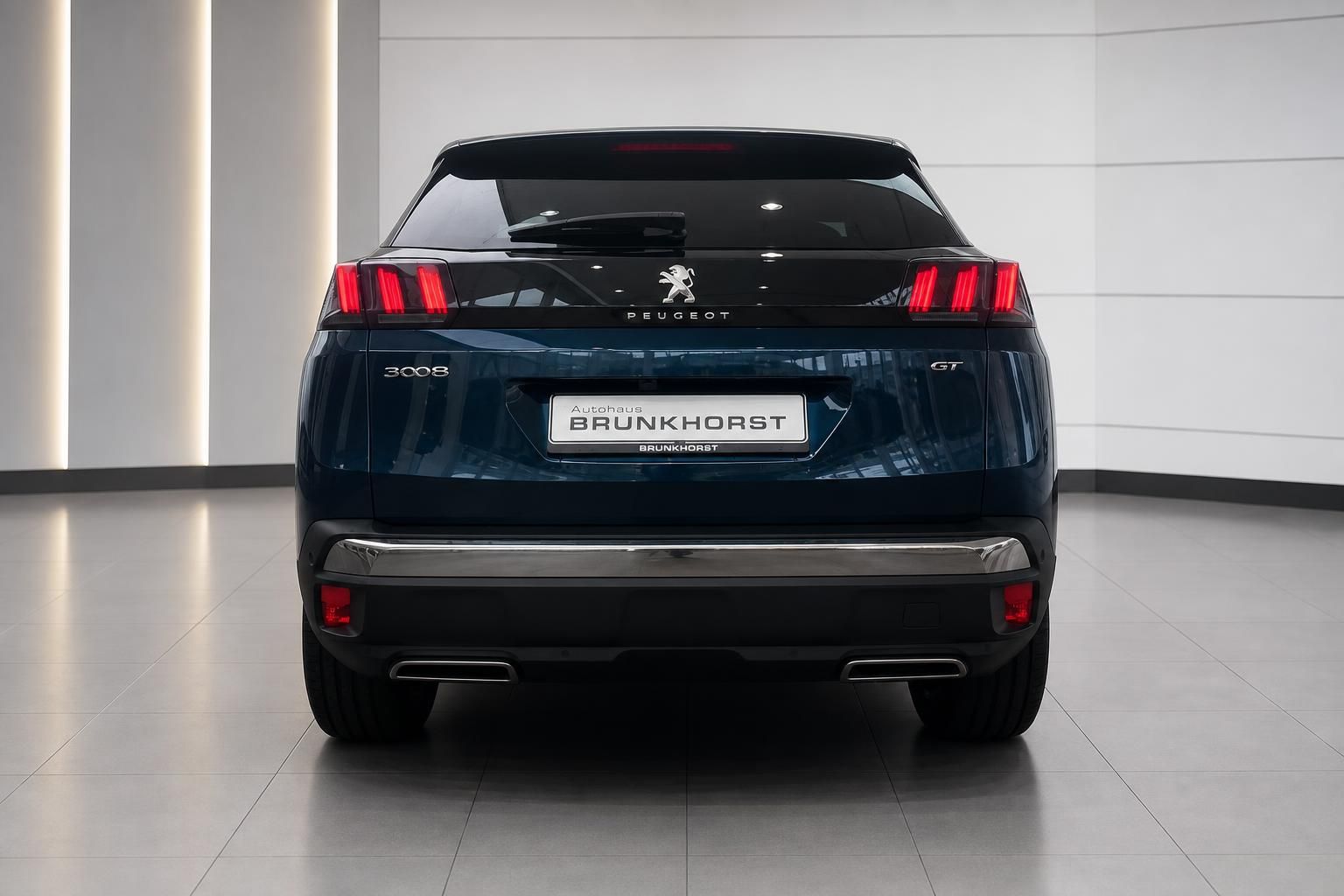 Peugeot 3008 GT dunkelblau Heckansicht im Autohaus Brunkhorst