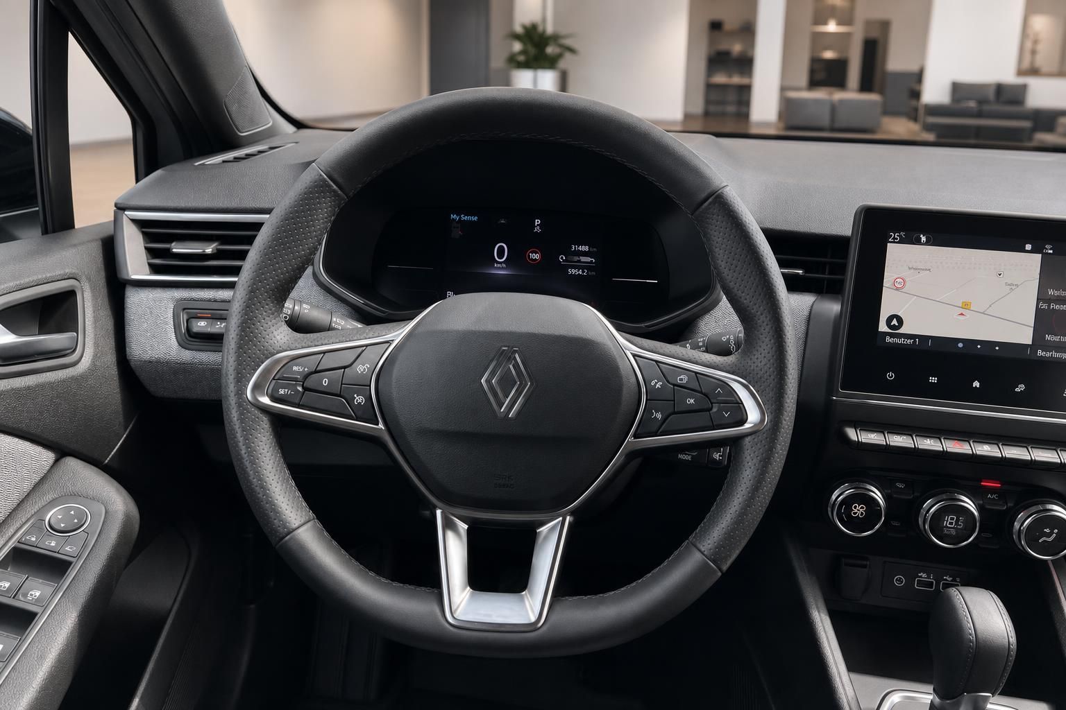 Renault Cockpit mit Lenkrad und digitalem Kombiinstrument, Innenraumansicht