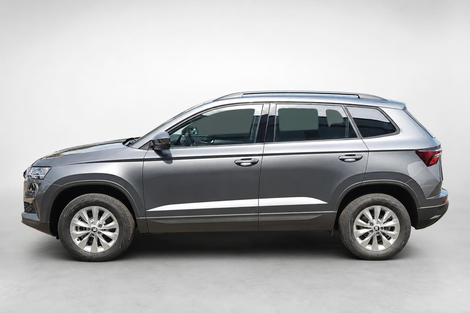 Skoda Karoq grau metallic SUV Seitenansicht im Profil