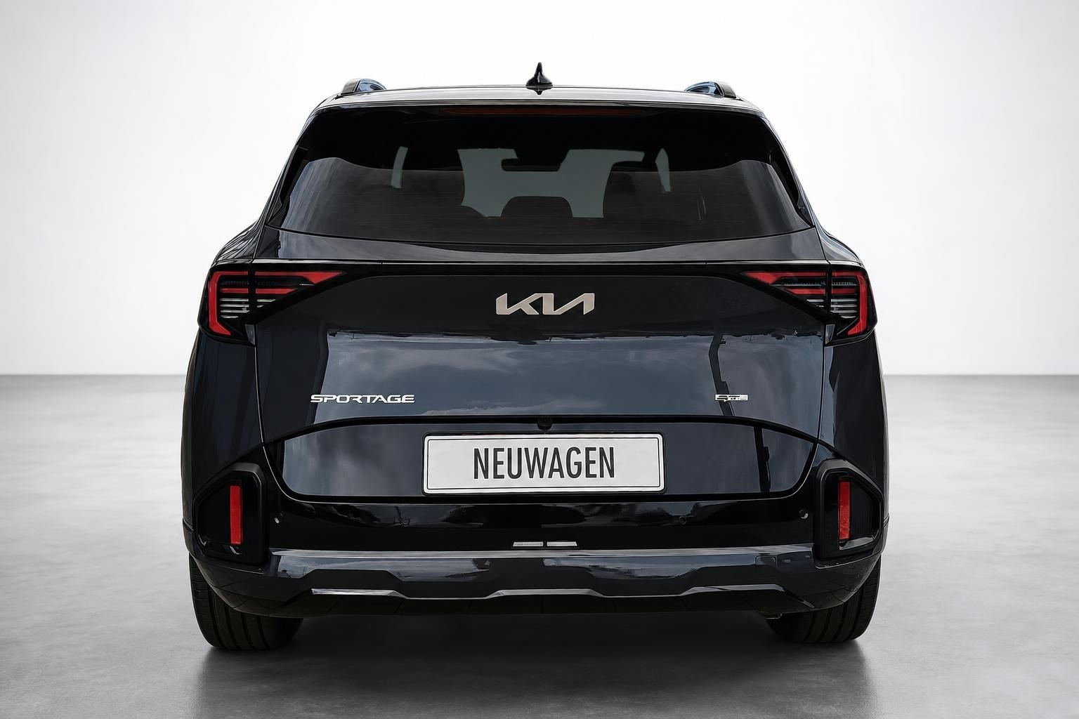Kia Sportage schwarz Heckansicht mit LED-Rückleuchten