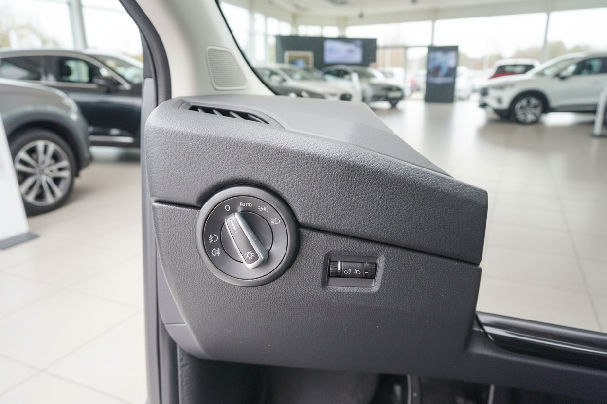 VW Fahrzeug Lichtschalter-Panel mit Auto-Funktion und Nebelscheinwerfer-Regler im Innenraum