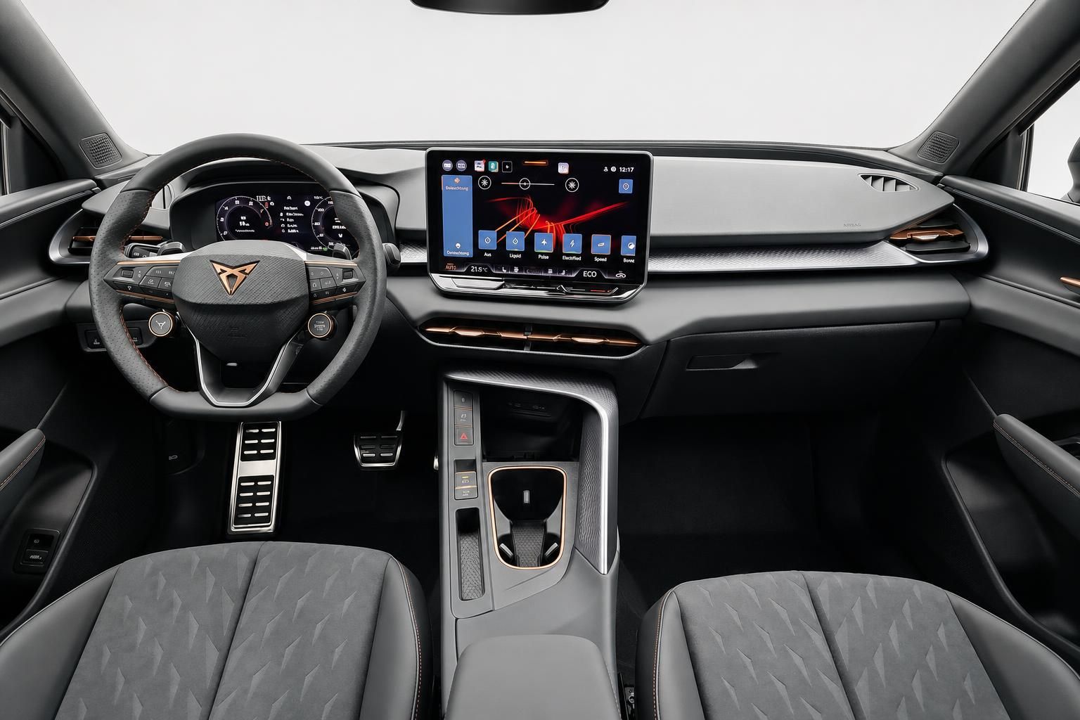 Cupra Cockpit mit Lenkrad, Digitaltacho und Infotainment-Display